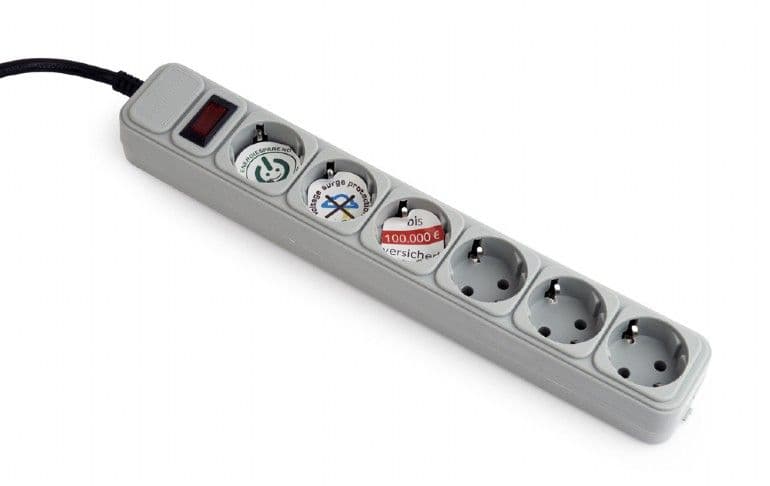 GEMBIRD Túlfeszültségvédő 6x Schuko, 1,8m