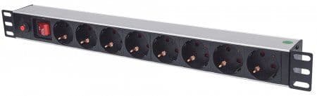 INTELLINET PDU 8x SCHUKO 19" 1U 3m kapcsolós Fekete