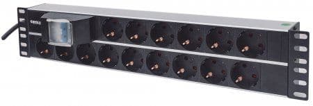 INTELLINET PDU 15x SCHUKO 19" 2U 3m kapcsolós Fekete