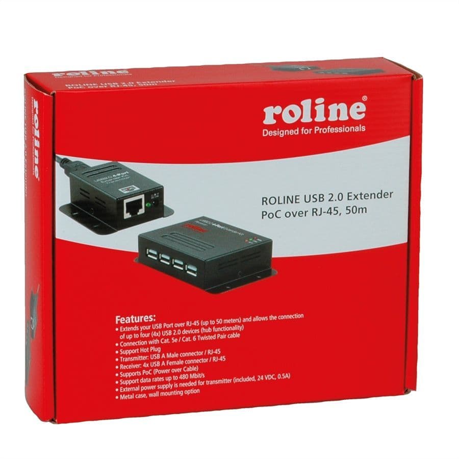 ROLINE Extender USB2.0 - UTP CAT5  50m-ig POC, 4 portos