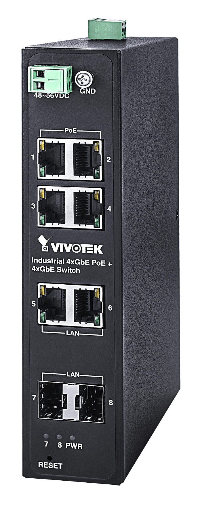 VIVOTEK Industrial 4xGE PoE + 2xGE UTP + 2xGE SFP Switch
