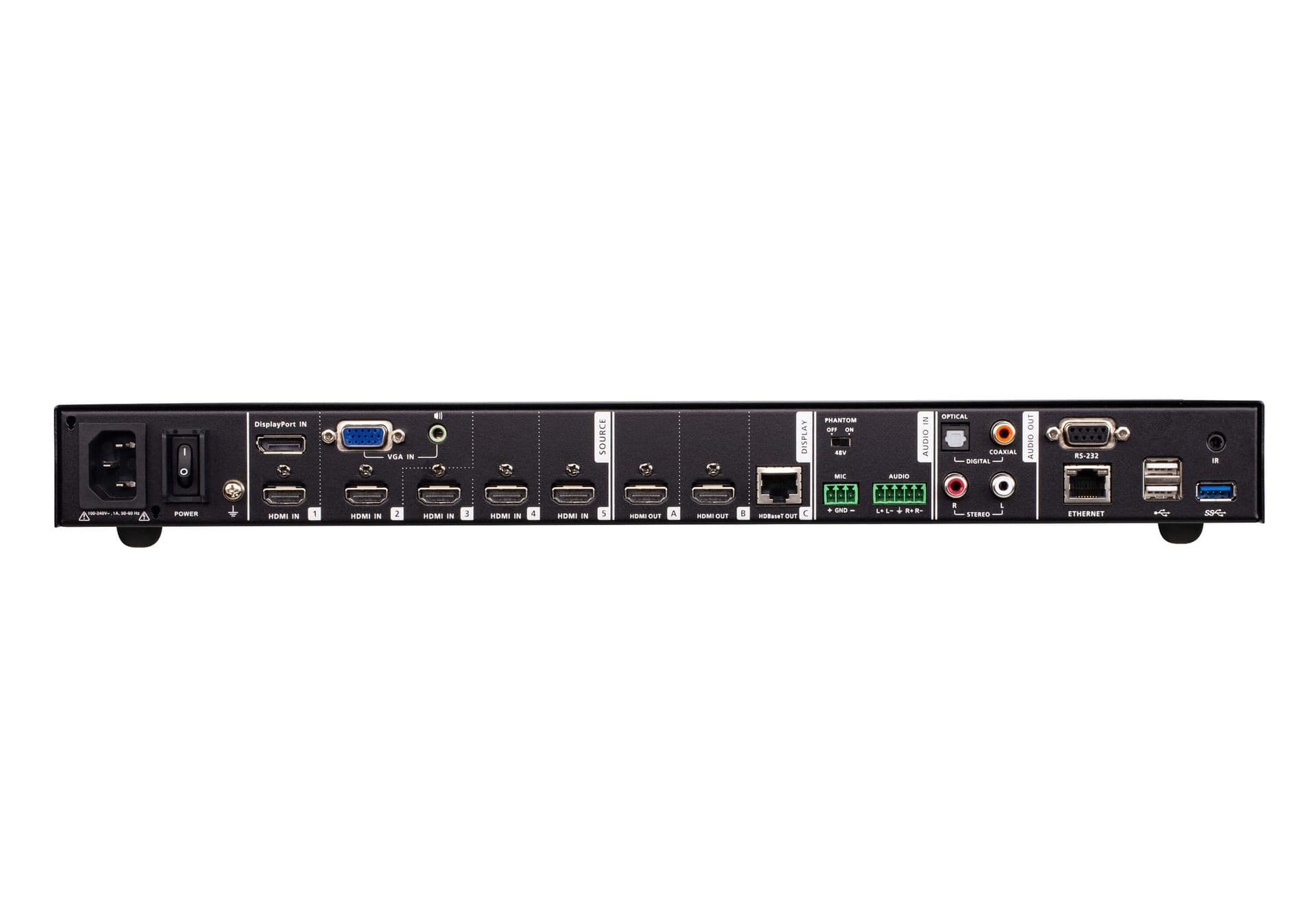 ATEN 7x3 Seamless Presentation Matrix Switch - Scaler, Streaming, Audio Mixer, HDBaseT