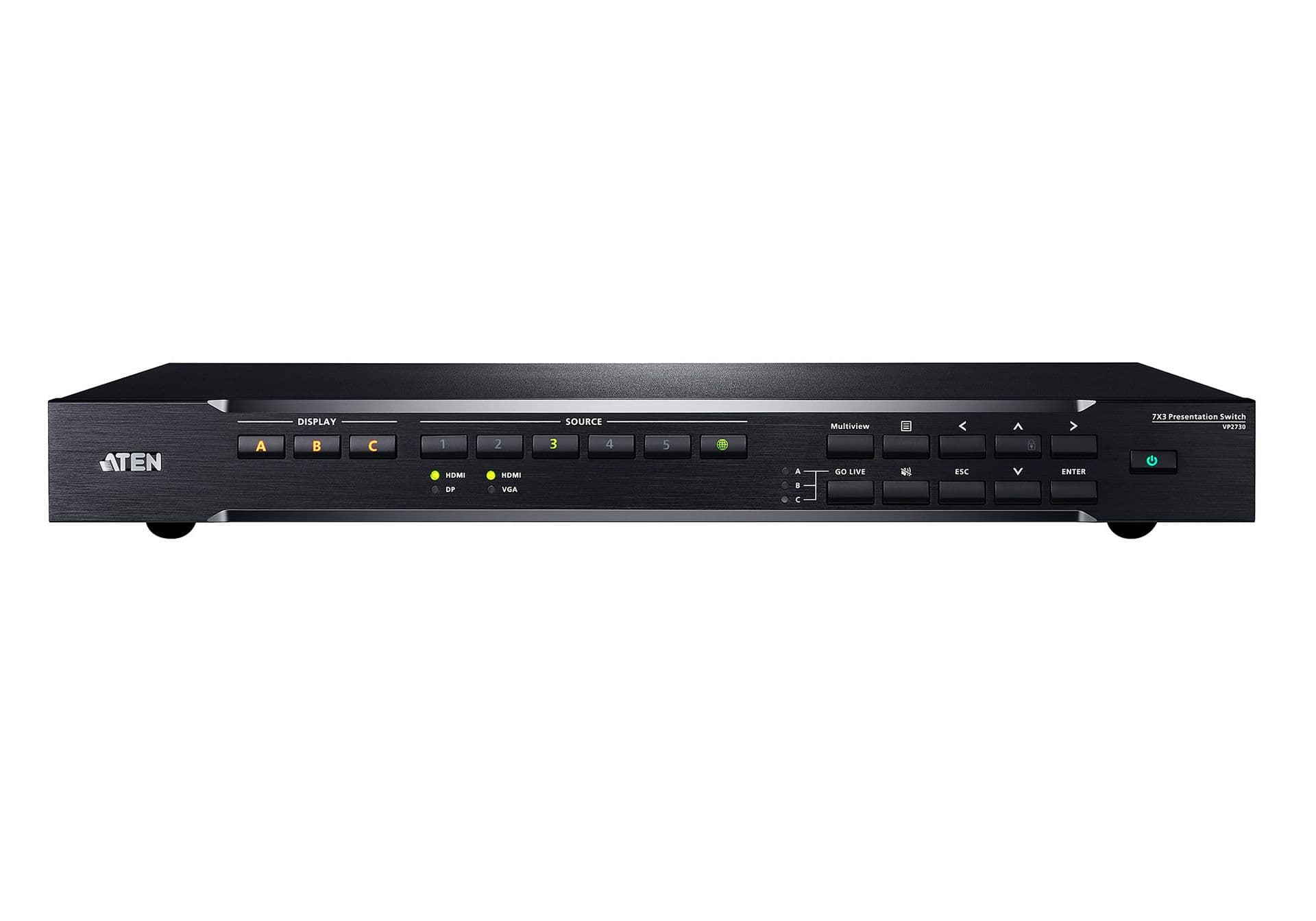 ATEN 7x3 Seamless Presentation Matrix Switch - Scaler, Streaming, Audio Mixer, HDBaseT