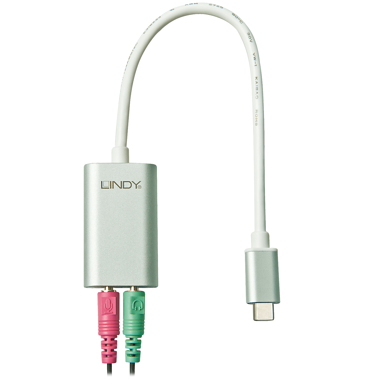 LINDY Adapter USB-C - 2x 3,5mm jack