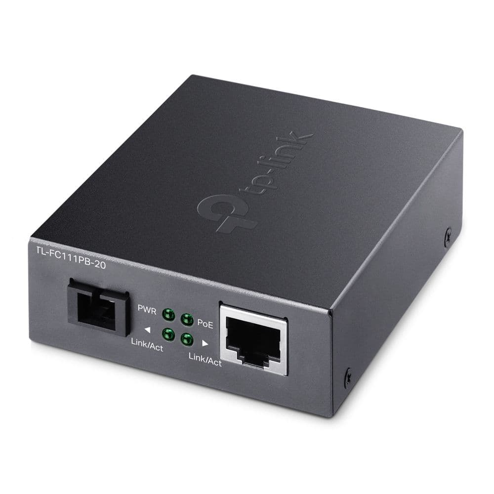 TP-LINK Média Konverter Optikai WDM 100(réz POE)-100FX(SC) Single mód, TL-FC111PB-20
