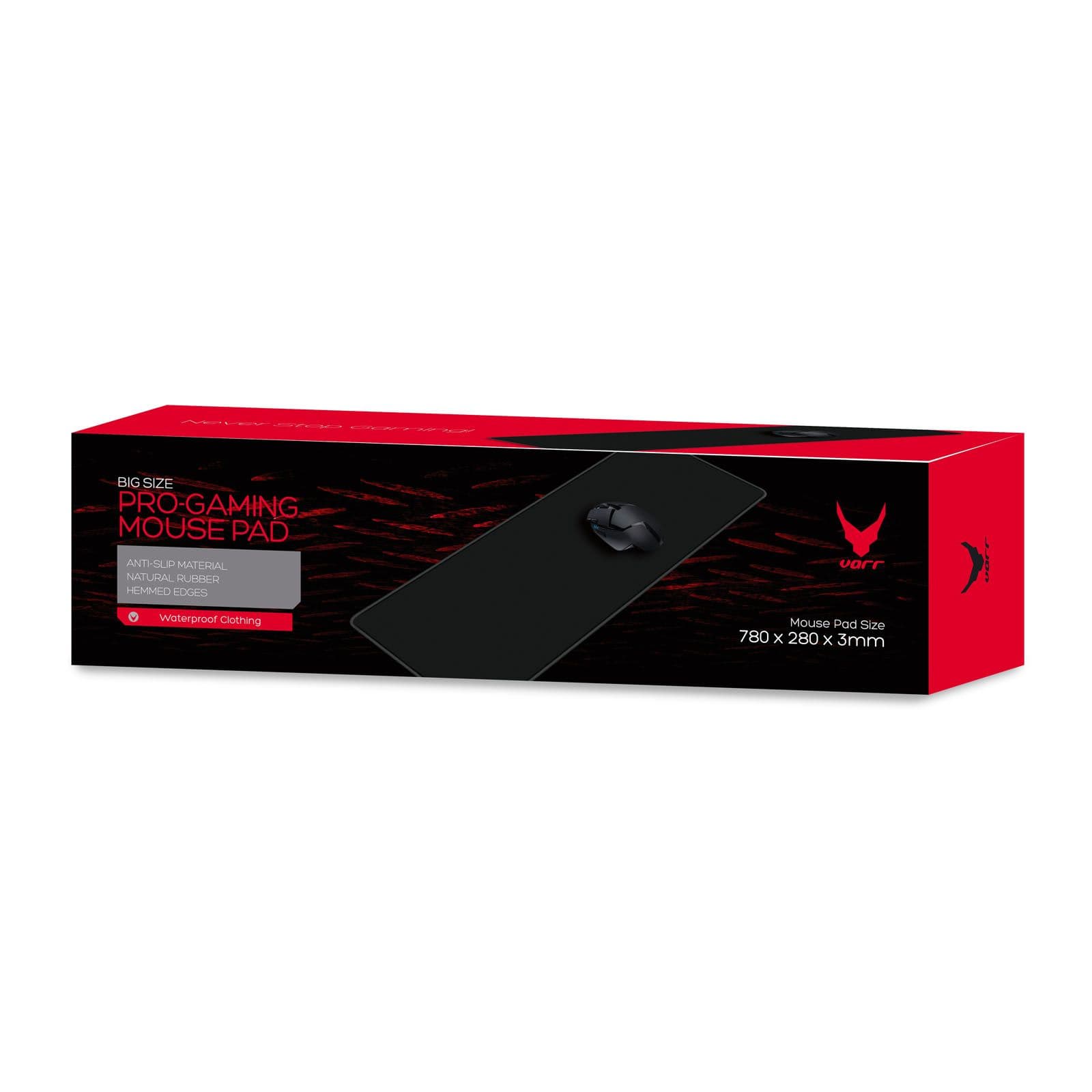 VARR Gaming Egérpad, nagy, 750x28x3mm, fekete
