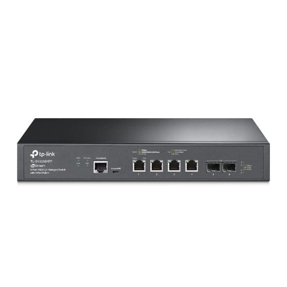 TP-LINK  JetStream 6-Port 10GE L2+ Menedzselhető switch 4-Port PoE++
