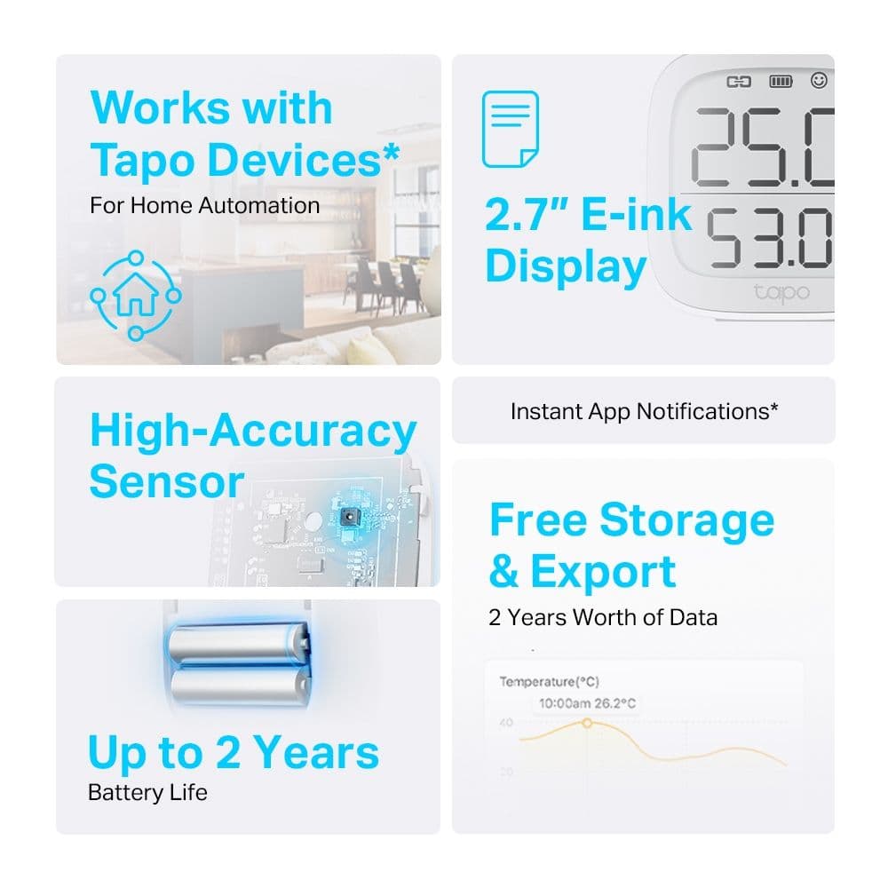 TP-LINK Tapo Szenzor Hőmérséklet és Páratartalom WiFi TAPO T315