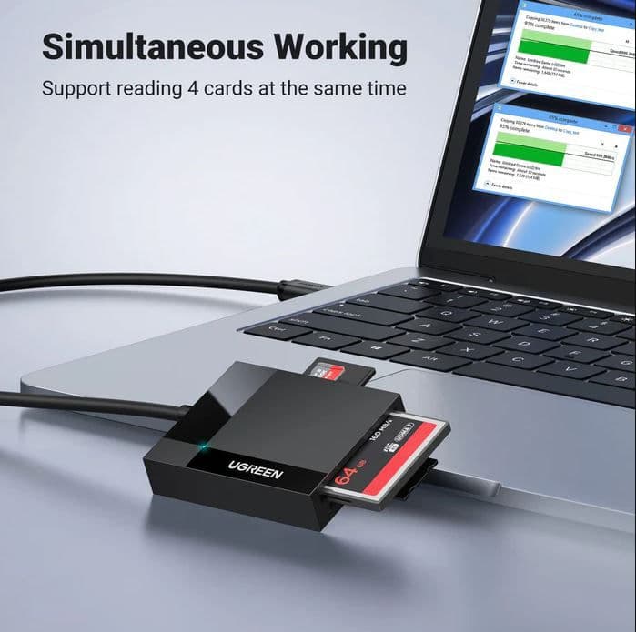 UGREEN 4 az 1-ben USB 3.0 kártyaolvasó 0.5m, fekete