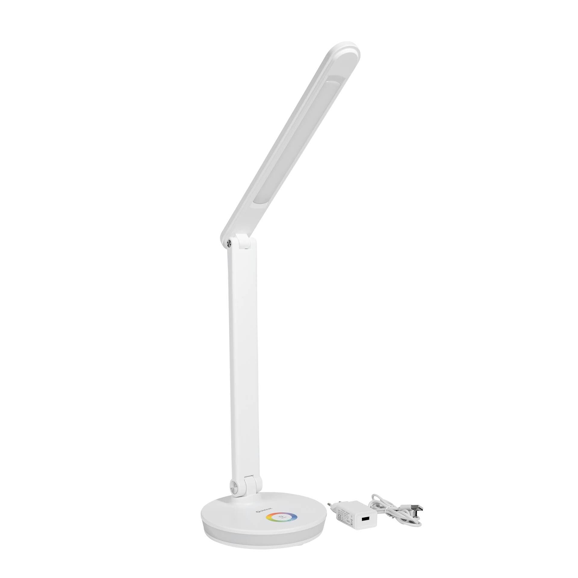 PLATINET Asztali lámpa RGB, 12W, USB-A és USB-C töltő portal, 6000K, 500 Lumen, fehér