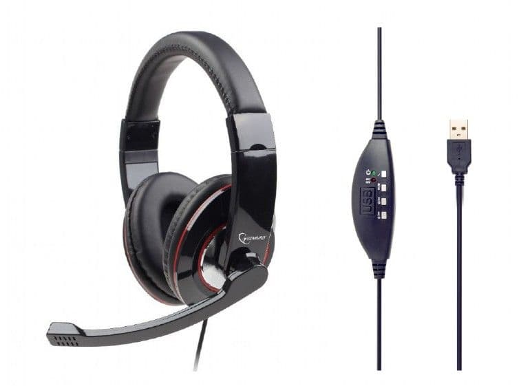 GEMBIRD Headset, USB, Sztereó fejhallgató, Stereo Headset, fekete - MHS-U-001