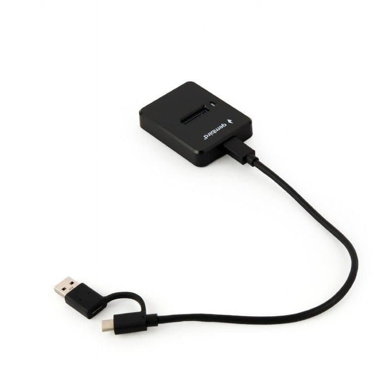 GEMBIRD Asztali USB Type-C M.2 SATA és NVME SSD meghajtó dokkoló állomás, fekete