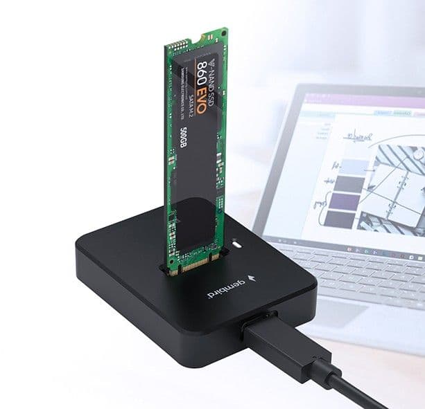 GEMBIRD Asztali USB Type-C M.2 SATA és NVME SSD meghajtó dokkoló állomás, fekete