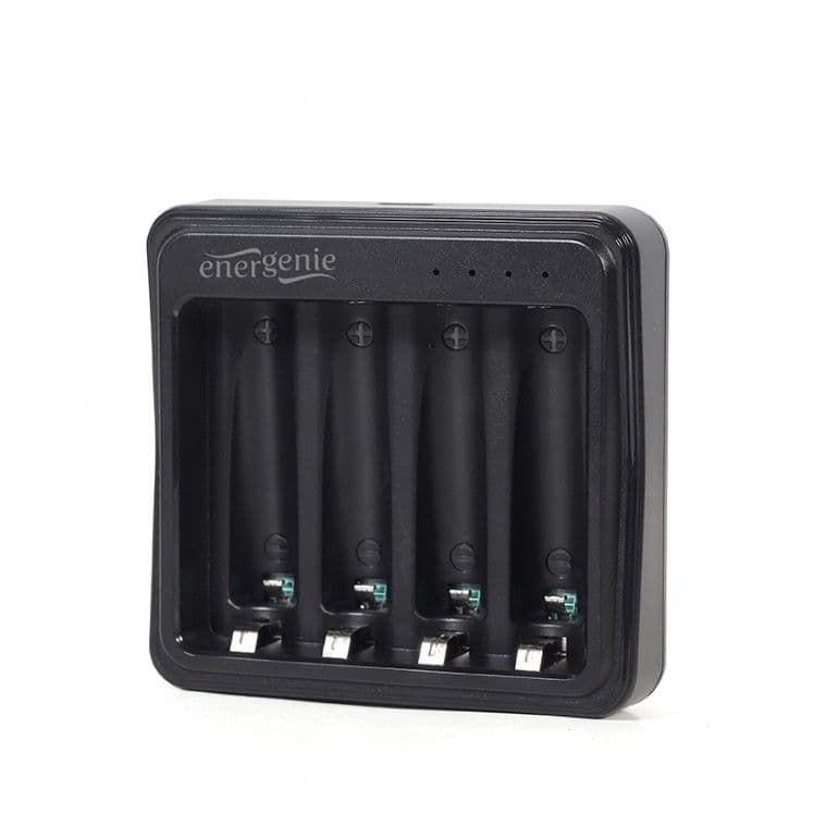 ENERGENIE USB elem töltő, AA/AAA elemhez, fekete