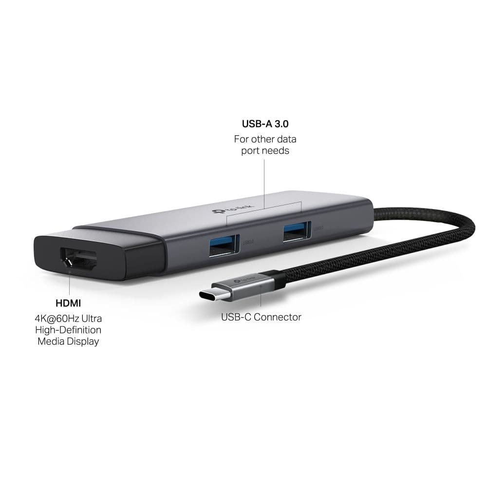 TP-LINK USB-C 3.2 Gen1 HUB 5 Portos 1xHDMI + 1xPD 100W +1xUSB-C + 2xUSB-A, UH5020C
