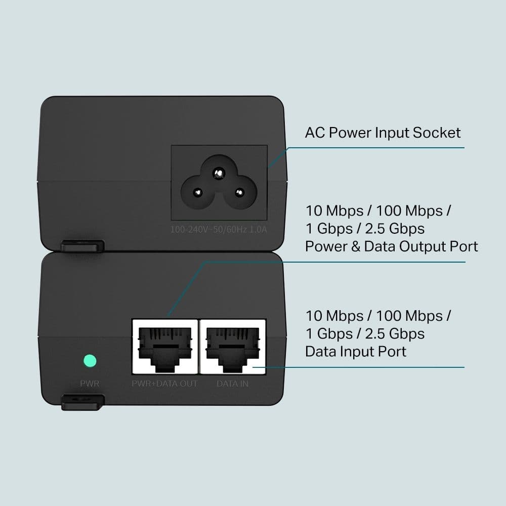 TP-LINK POE+ Injektor 30W, 2,5Gbps, POE380S