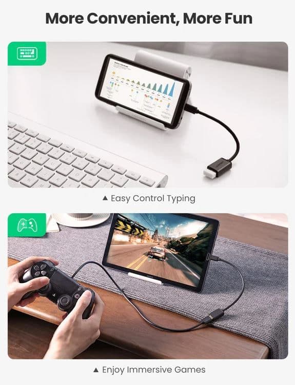 UGREEN Adapter USB 2.0 USB-A - Micro USB, OTG, M/F, 0,12m, fekete