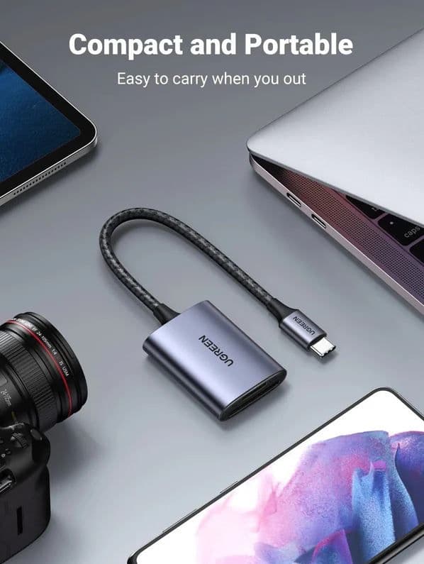 UGREEN 2 az 1-ben USB 3.0 USB-C SD Kártya kártyaolvasó 0.5m, fekete