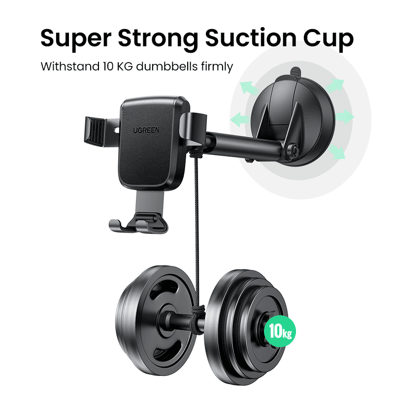 UGREEN Autós telefon gravitációs tartó 4,7" - 7" tapadókorongos, automata lock, szürke