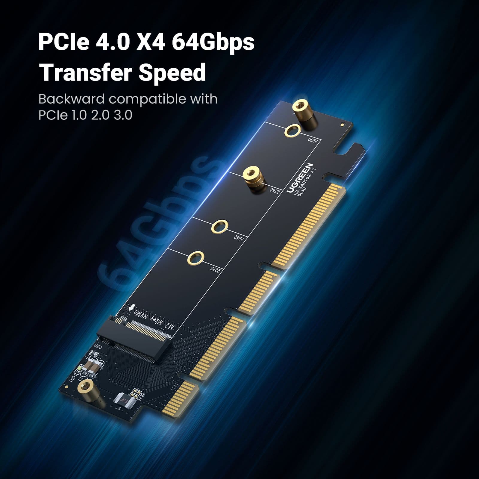 UGREEN Bővítőkártya PCIe 4.0(16×) - M.2 NVMe, fekete