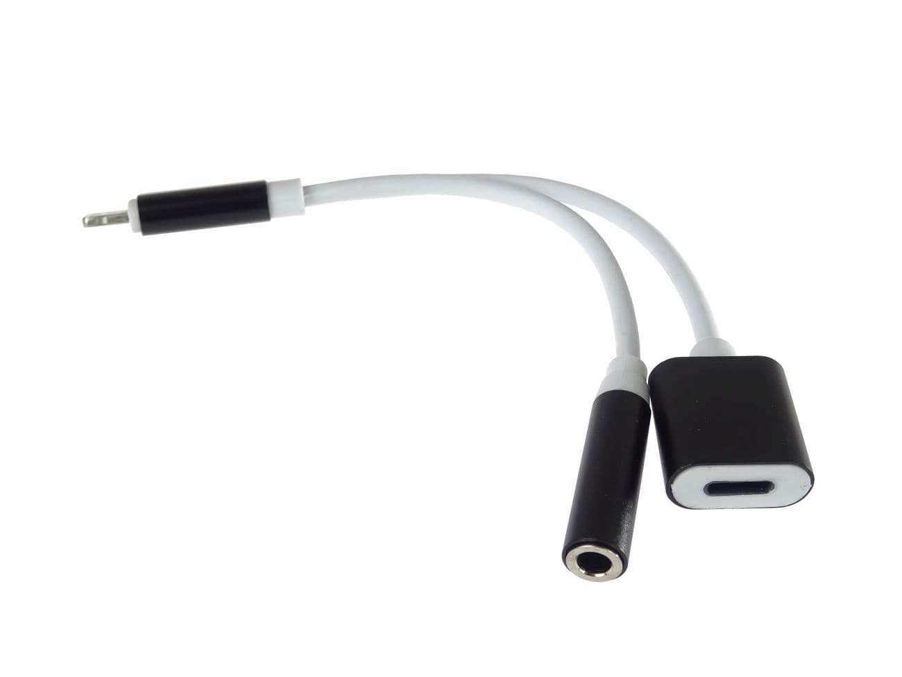 PREMIUMCORD Konverter Audio Lightning - Jack 3,5mm + USB-C töltés, 0,1m, fekete