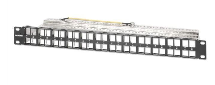 INTELLINET Patch panel 48 port, Cat6a, árnyékolt, moduláris, STP