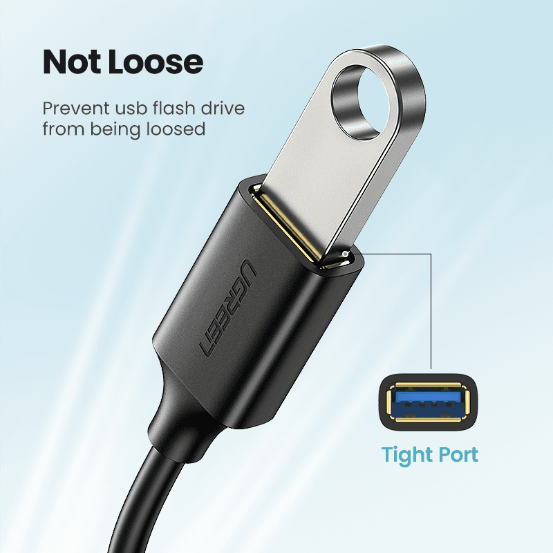 UGREEN Adapter USB 3.0 USB-C - USB-A, 5 Gbps, M/F, 0,15m fekete