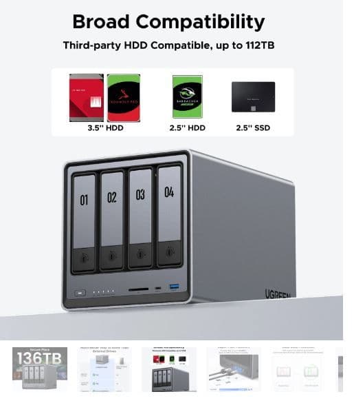 UGREEN DiskStation NAS, 4 lemezes, DXP4800