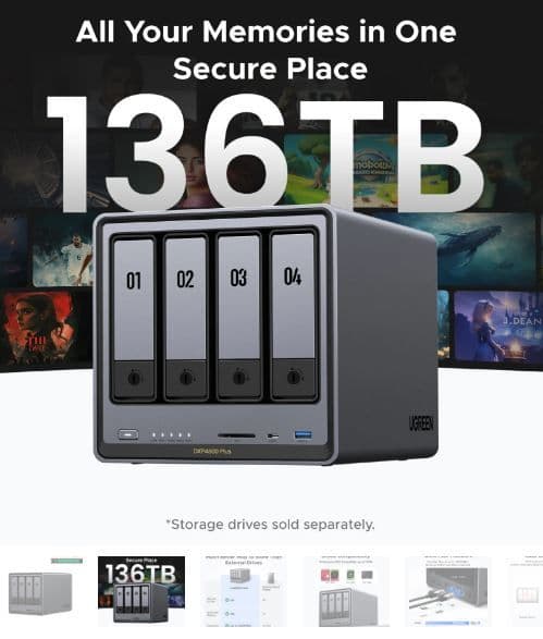 UGREEN DiskStation NAS, 4 lemezes, DXP4800 Plus