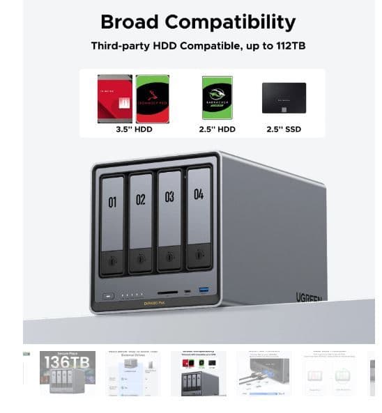 UGREEN DiskStation NAS, 4 lemezes, DXP4800 Plus