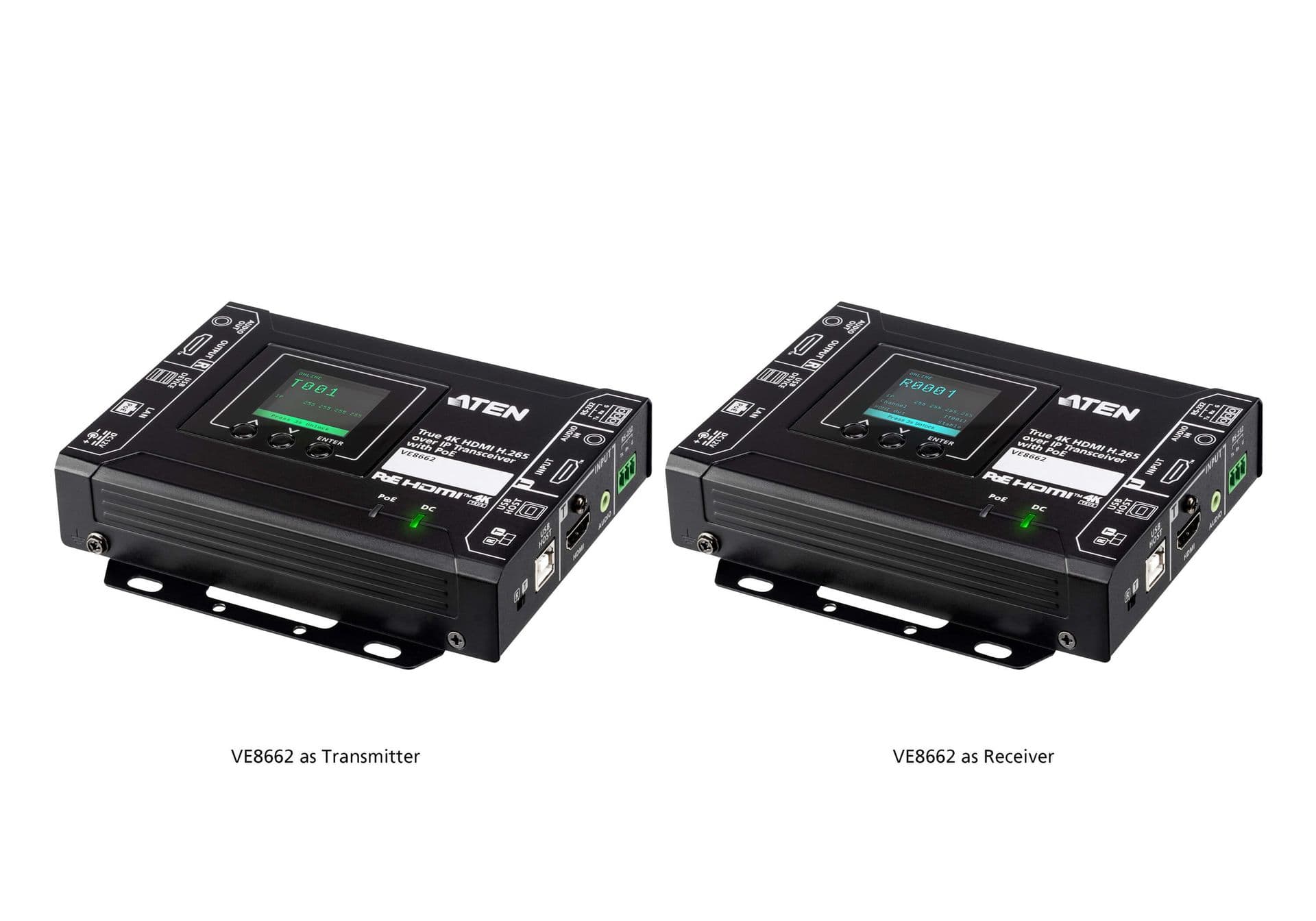 ATEN Extender True 4K@60Hz, over IP, Transceiver, H.265, USB, RS-232, HDMI  - VE8662-AT-G