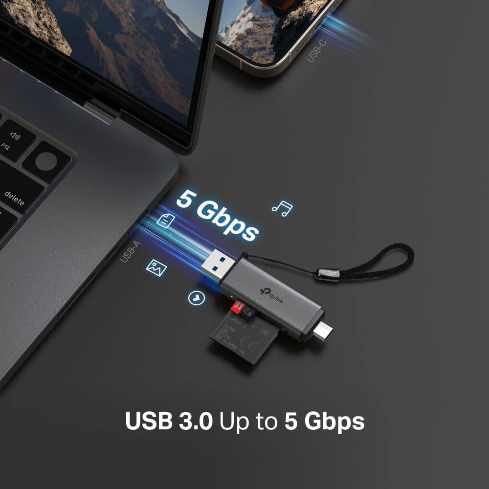 TP-LINK Kártya Olvasó USB 3.0 Type-C/A to SD & MicroSD 3.0, UA430D