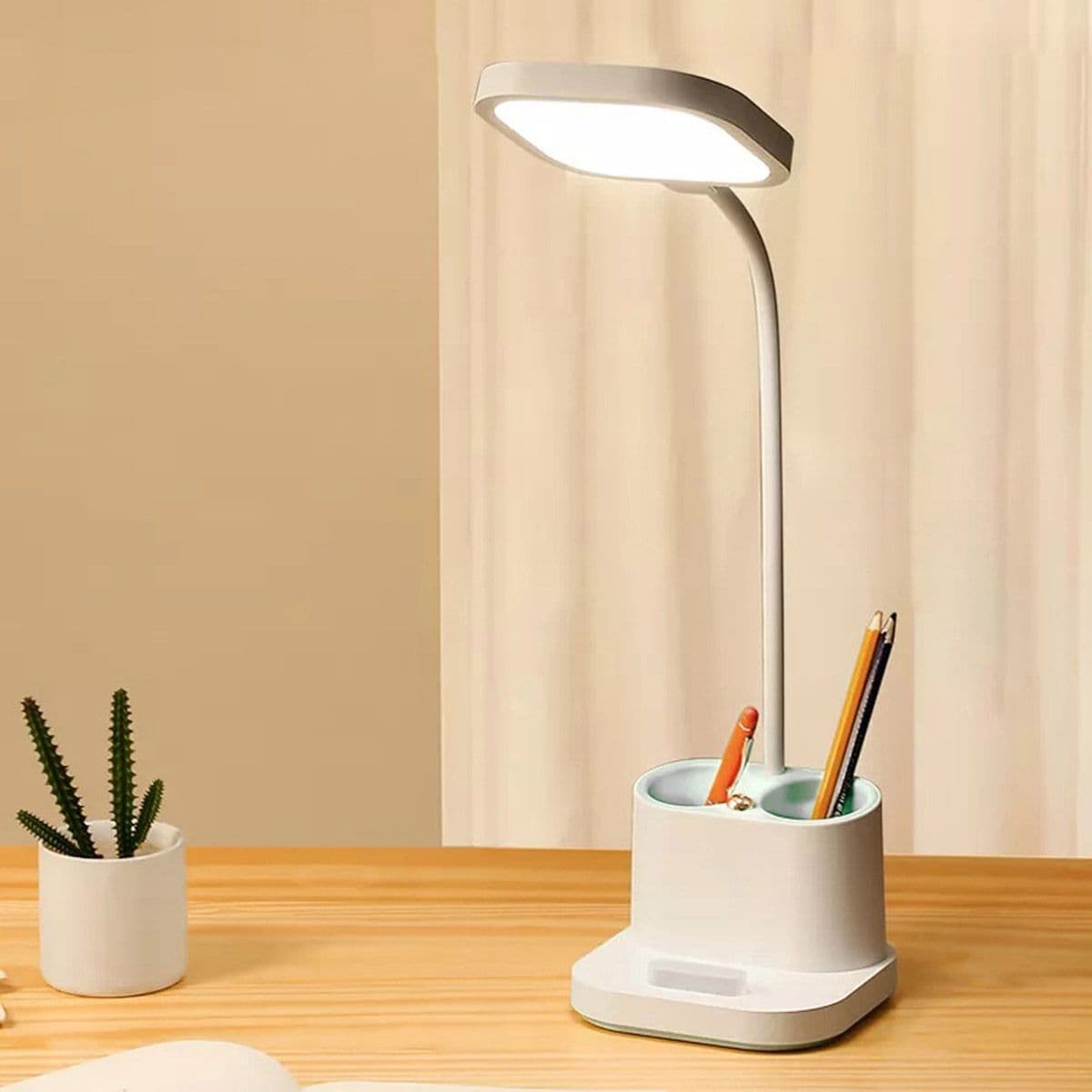 PLATINET Asztali lámpa tolltartóval, LED, 5W, 4200K, 250 Lumen, fehér
