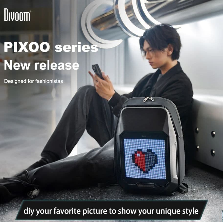 DIVOOM Hátizsák PIXEL CYBERBAG, Fekete