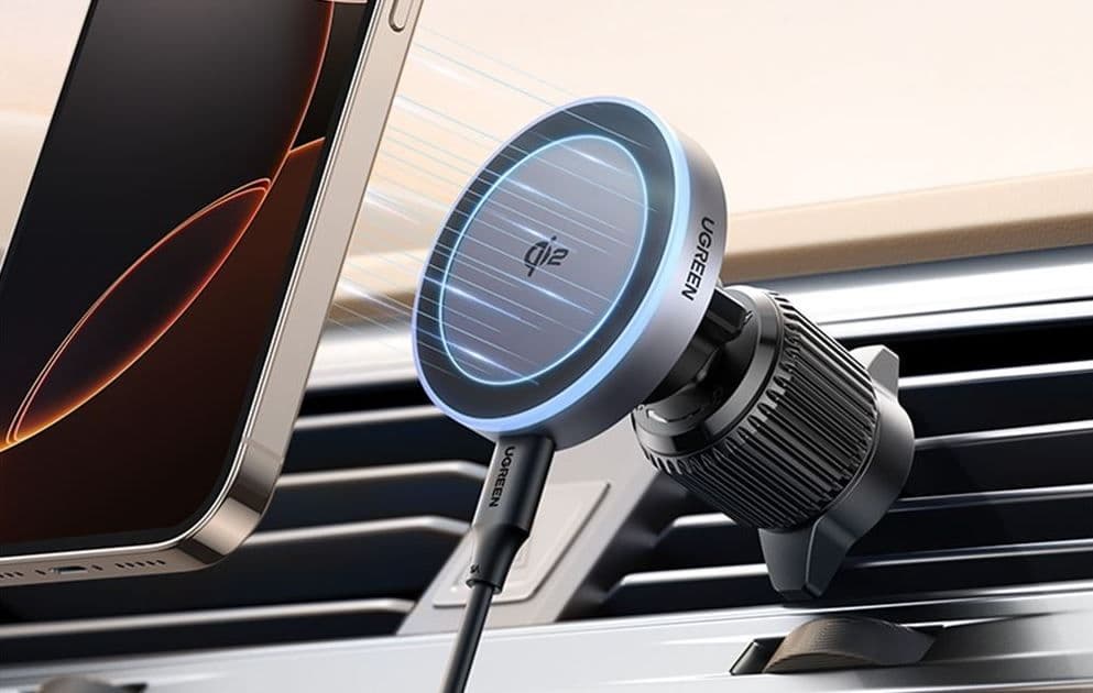 UGREEN Autós Mágneses Vezeték nélküli töltő, Qi 2, 15W, szürke