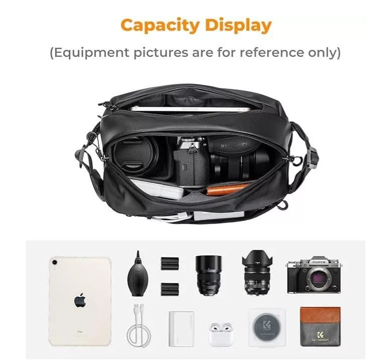 K&F Concept Alpha Sling 10L, fotós oldaltáska, fekete