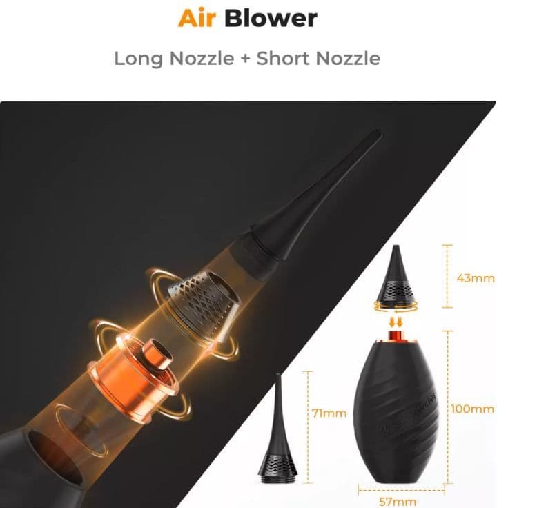 K&F Concept porfújó pumpa, rövid és hosszú fúvókával