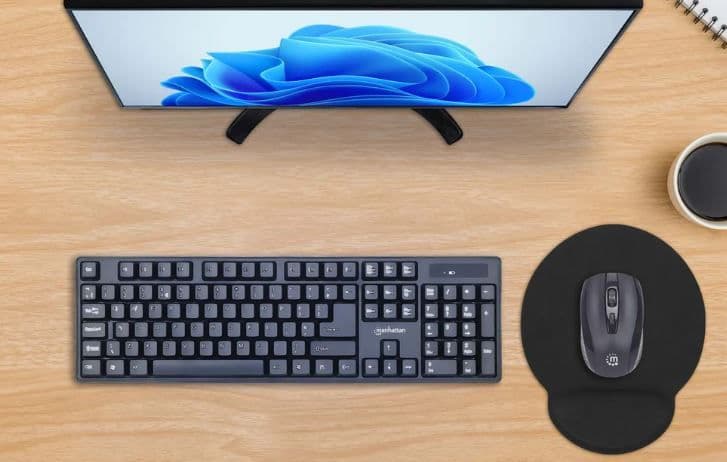 MANHATTAN Egérpad csuklótámasszal, ergonómikus, fekete