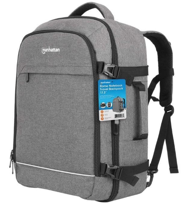 MANHATTAN Notebook hátizsák 17,3" Utazó hátizsák, 40 liter, 3 kagyló táskával, szürke
