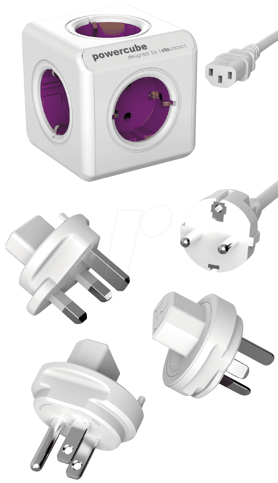POWERCUBE Hálózati elosztó ReWirable USB + 3x plug + IEC EU cable DE