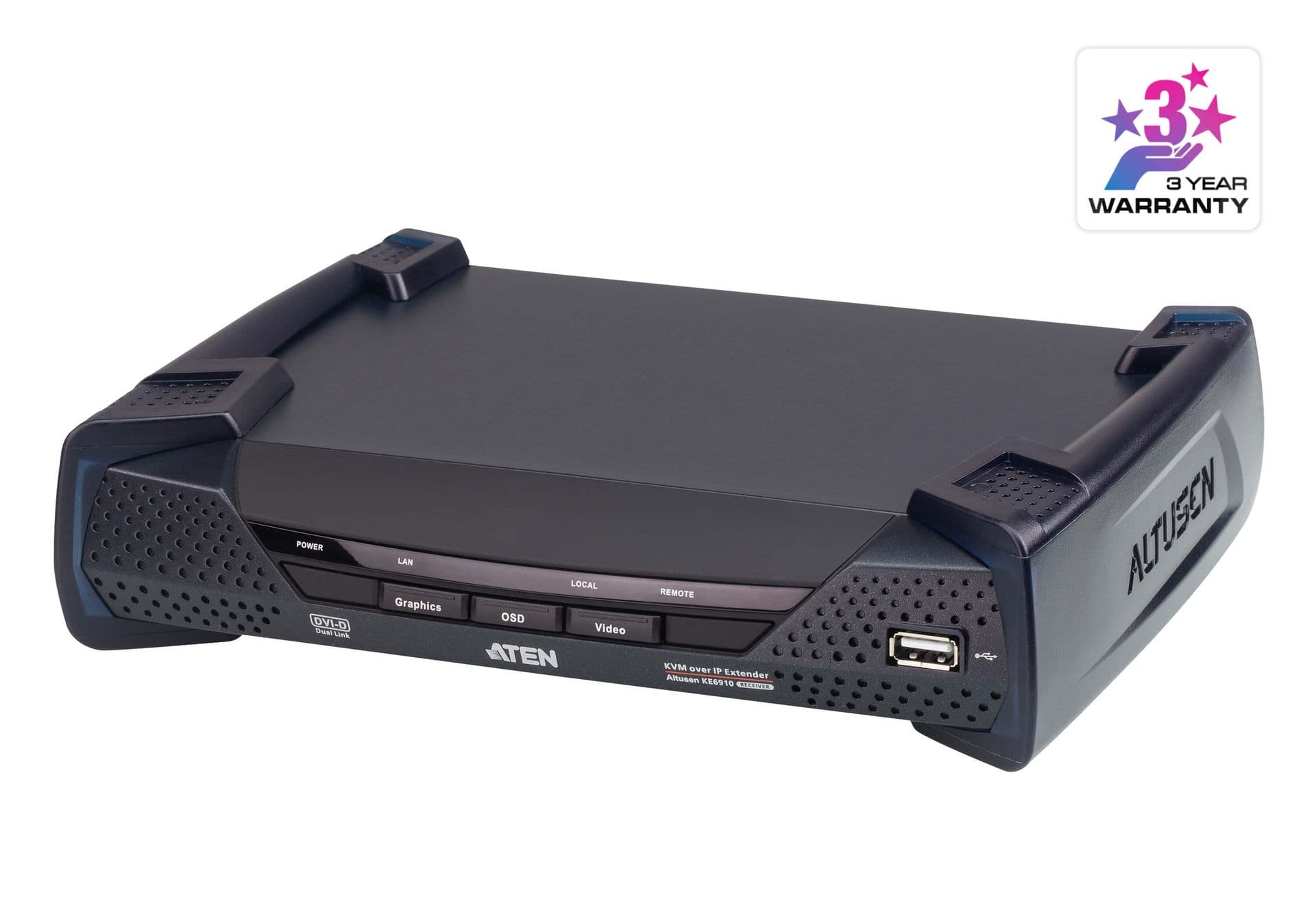 ATEN Extender DVI, Dual Link, KVM over IP, (Receiver), KE6910R-AX-G
