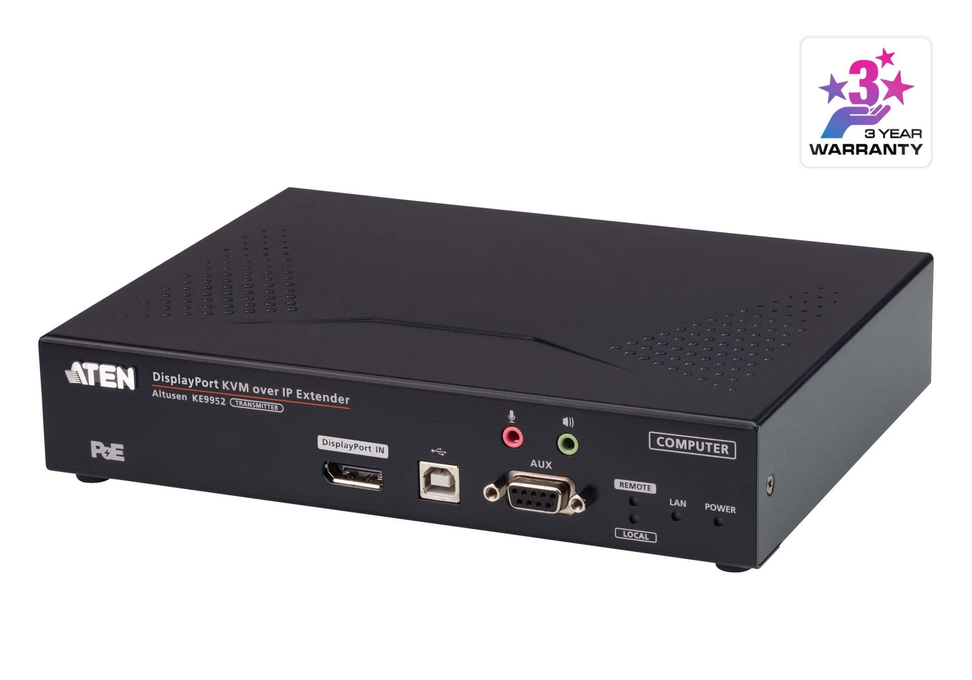 ATEN Extender 4K, DisplayPort, Single Display, KVM over IP, PoE, (Transmitter), KE9952T-AX