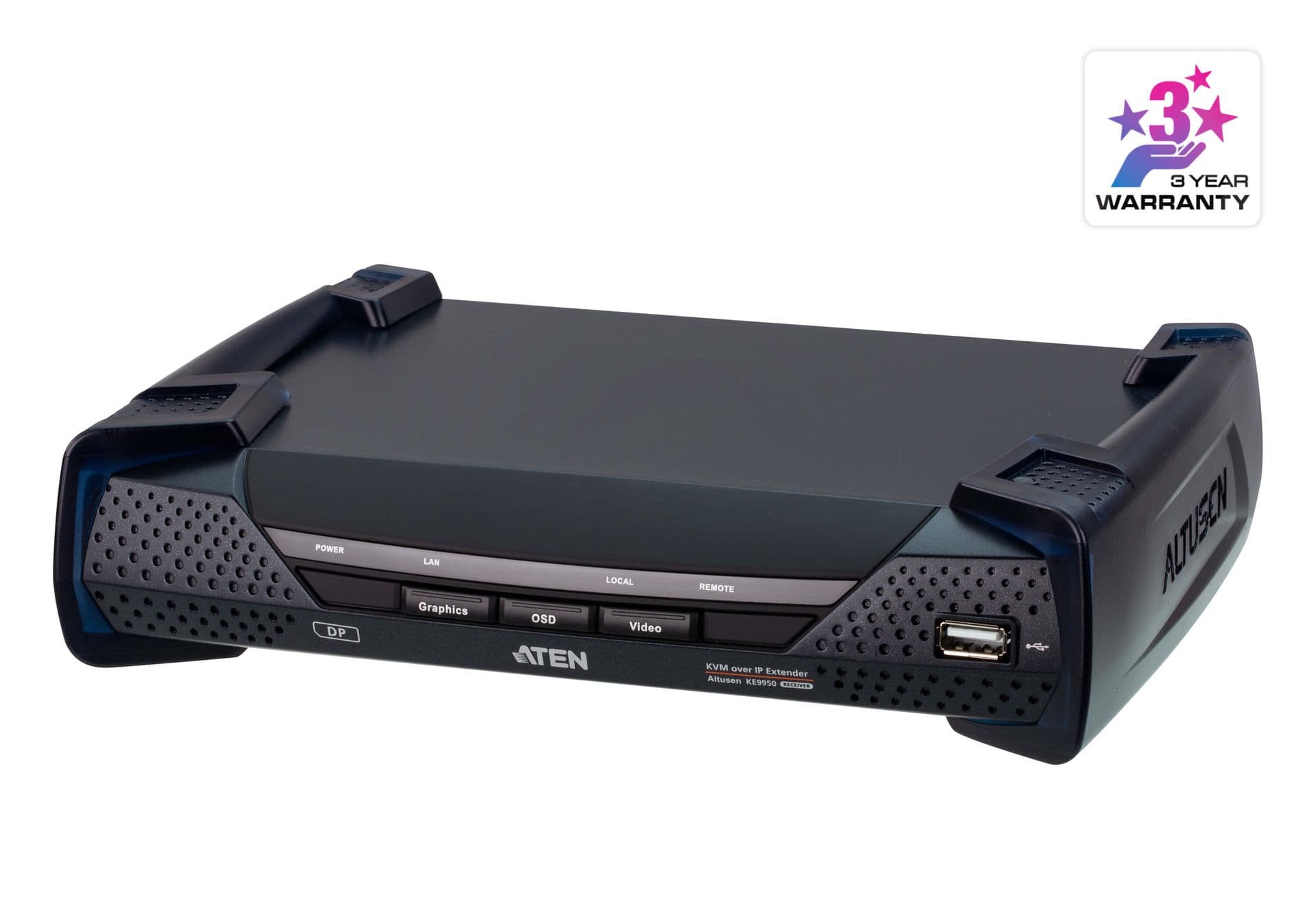 ATEN Extender 4K, DisplayPort, Single Display, KVM over IP, (Reciever), KE9950R-AX-G