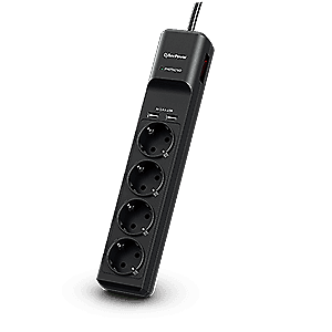 CYBERPOWER Hálózati elosztó 4x Schuko, 2x USB, 1,8m