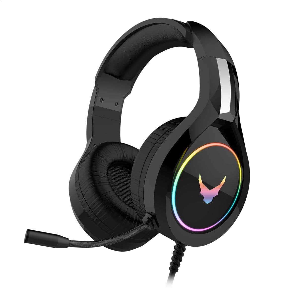 VARR Fejhallgató, mikrofonos, RGB, fekete