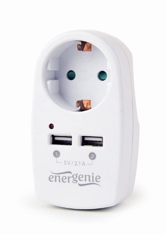 ENERGENIE Hálózati elosztó 1-es + USB, fehér