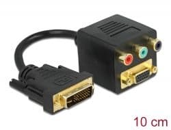 DELOCK Adapter DVI 29 tűs + VGA - 3x RCA, M/F, fekete - 65061