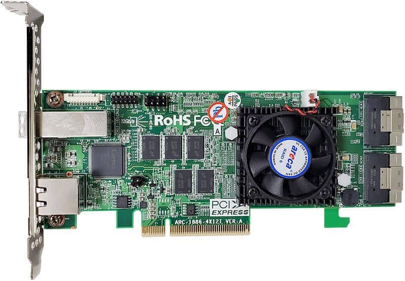 ARECA RAID Controller ARC-1886-4X12I, PCIe Gen 4.0 M.2 NVMe Hardware RAID Adapter