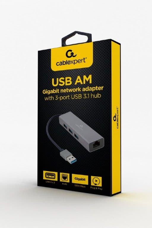 CABLEXPERT átalakító USB 3.1 - Gigabit Ethernet 1000Mbps USB-A 3 portos
