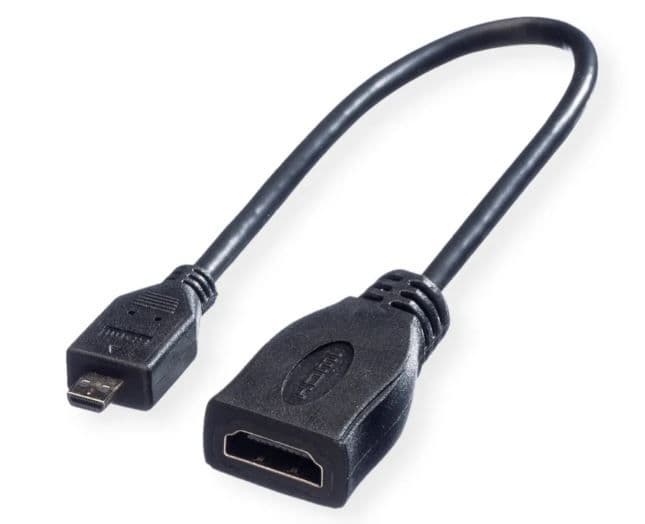 ROLINE Adapter HDMI A - D, High Speed + Ethernet, F/M, 0,15m, Fekete